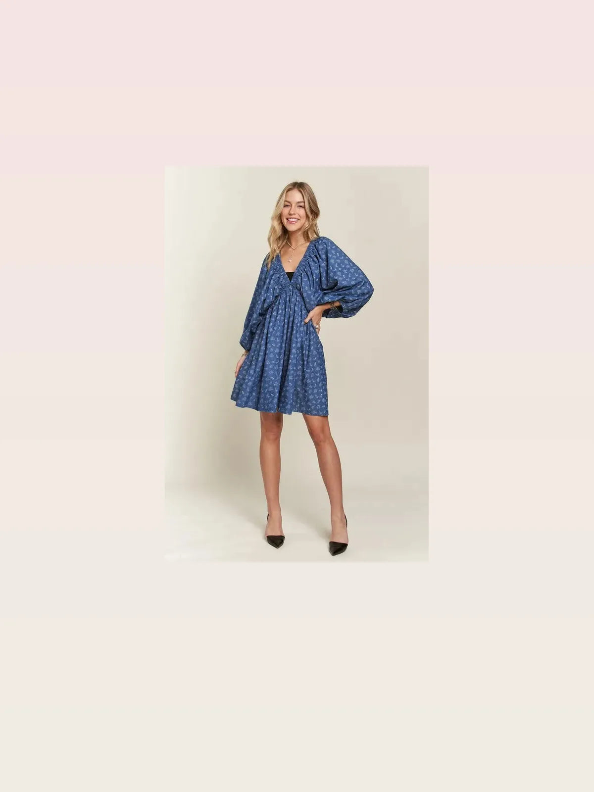 Boho Floral Dress with Batwing Sleeves