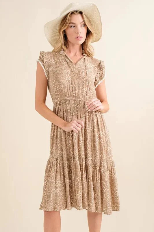 And The Why Boho Printed Tiered Maxi Dress